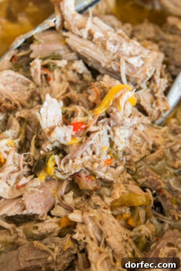 Flavorful pineapple braised pork ready for shredded pork recipes