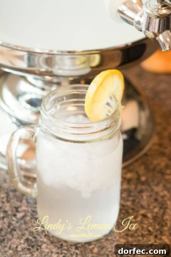 Vineyard Frost 3 Lindy's Lemon Ice drink. A non-alcoholic, delightfully tart, and refreshing treat perfect for any occasion. ohsweetbasil.com