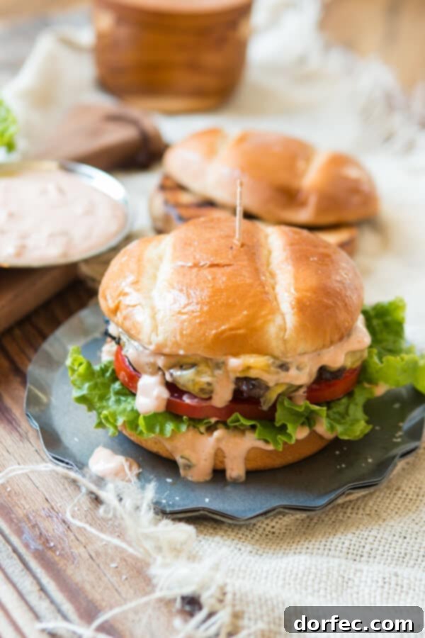 This is it, the killer burger sauce recipe. If you don't want dry, stale burgers look no further for the best classic hamburger sauce. A thick and juicy cheeseburger, layered with crisp lettuce and ripe tomato slices, generously coated with our homemade burger sauce that drips invitingly from the edges.