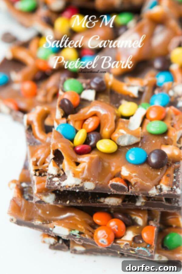Wholesome Blueberry Quinoa Chocolate Bark 5 Irresistible M&M salted caramel pretzel bark, a delightful combination of flavors and textures.