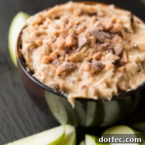 A classic, one that never gets old, toffee apple dip. Creamy dip full of brown sugar and little bits of milk chocolate toffee. It's apple's best friend. ohsweetbasil.com