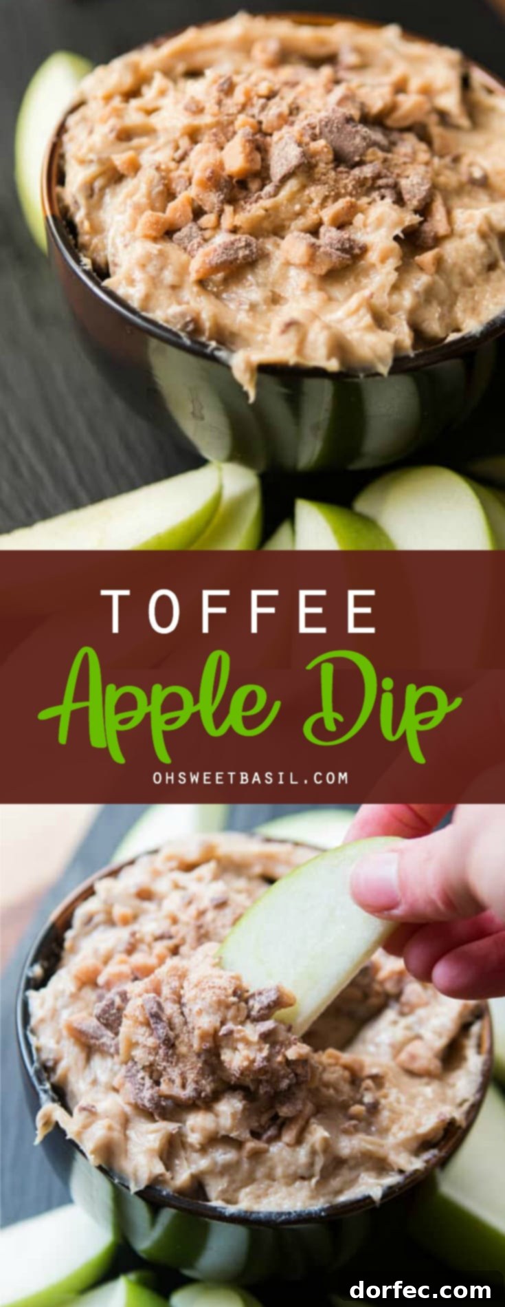 A visually appealing infographic or collage illustrating various aspects of a delightful toffee apple dip, showcasing ingredients, serving suggestions, and perhaps a step-by-step preparation overview.