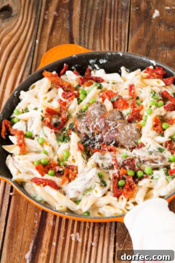 Easy Sausage Alfredo Pasta ohsweetbasil.com