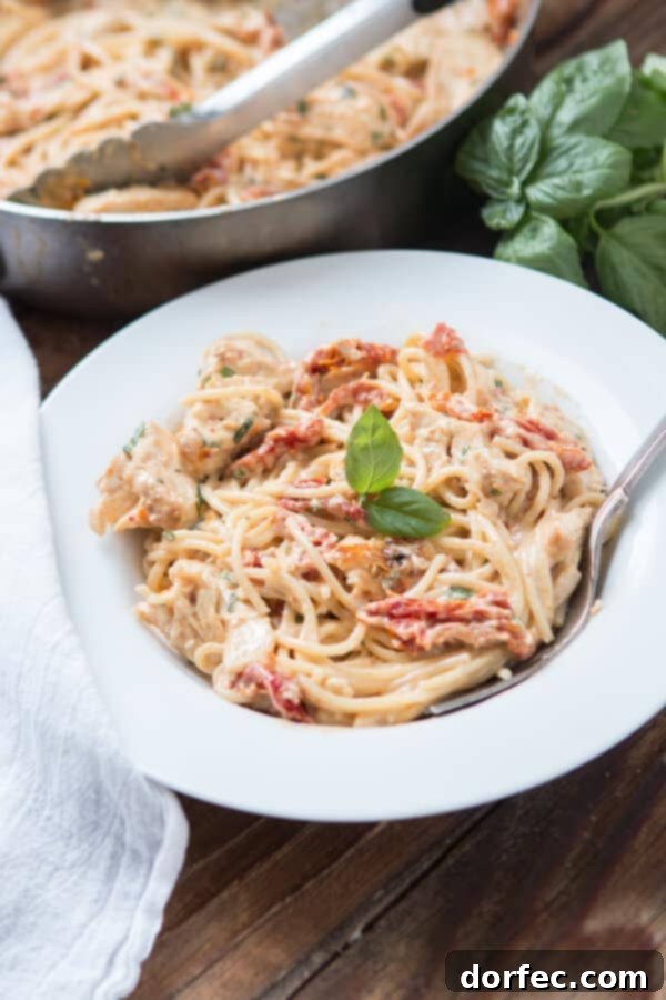 All you need is one skillet, a few fresh ingredients and soon enough you'll have 20 minute creamy sun dried tomato chicken pasta for dinner. ohsweetbasil.com