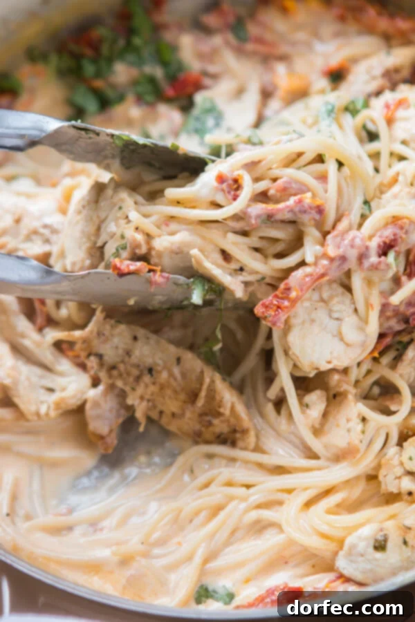All you need is one skillet, a few fresh ingredients and soon enough you'll have 20 minute creamy sun dried tomato chicken pasta for dinner. ohsweetbasil.com