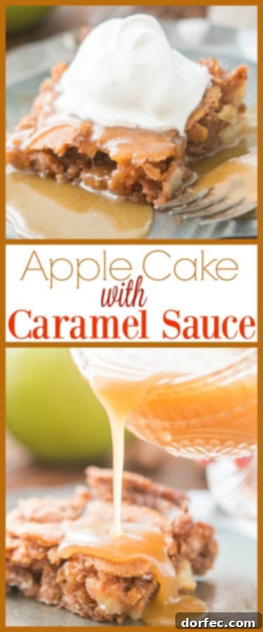 Delicious Apple Cake with Caramel Sauce, a classic comfort food dessert