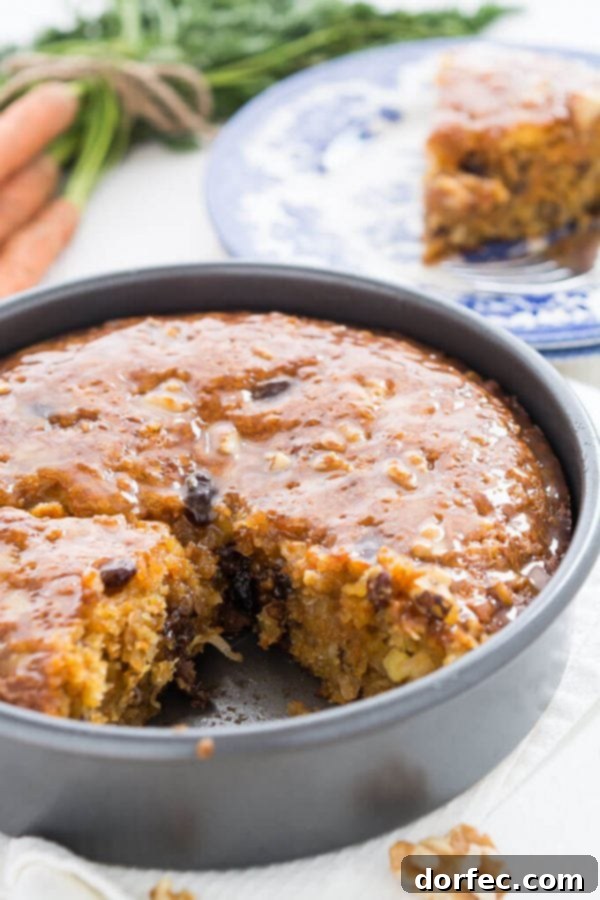 Warm Carrot Cake with a rich caramel drizzle, a delightful dessert