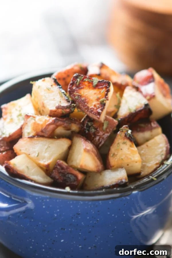 Honey roasted red potatoes with fresh herbs, a sweet and savory side dish.