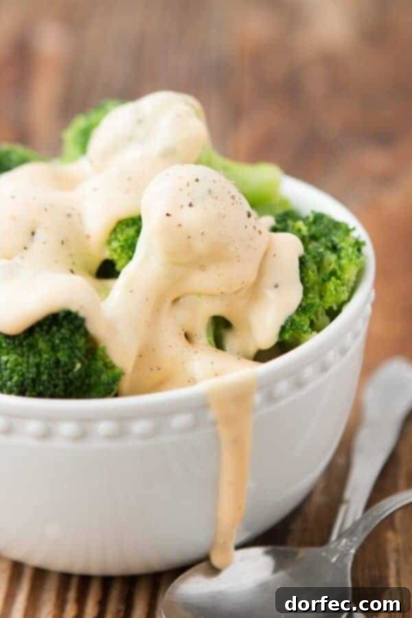 Broccoli and Cheese Sauce made with real cheese! ohsweetbasil.com