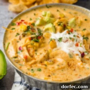A featured image for Cheesy Southwestern Chicken Tortilla Soup recipe.