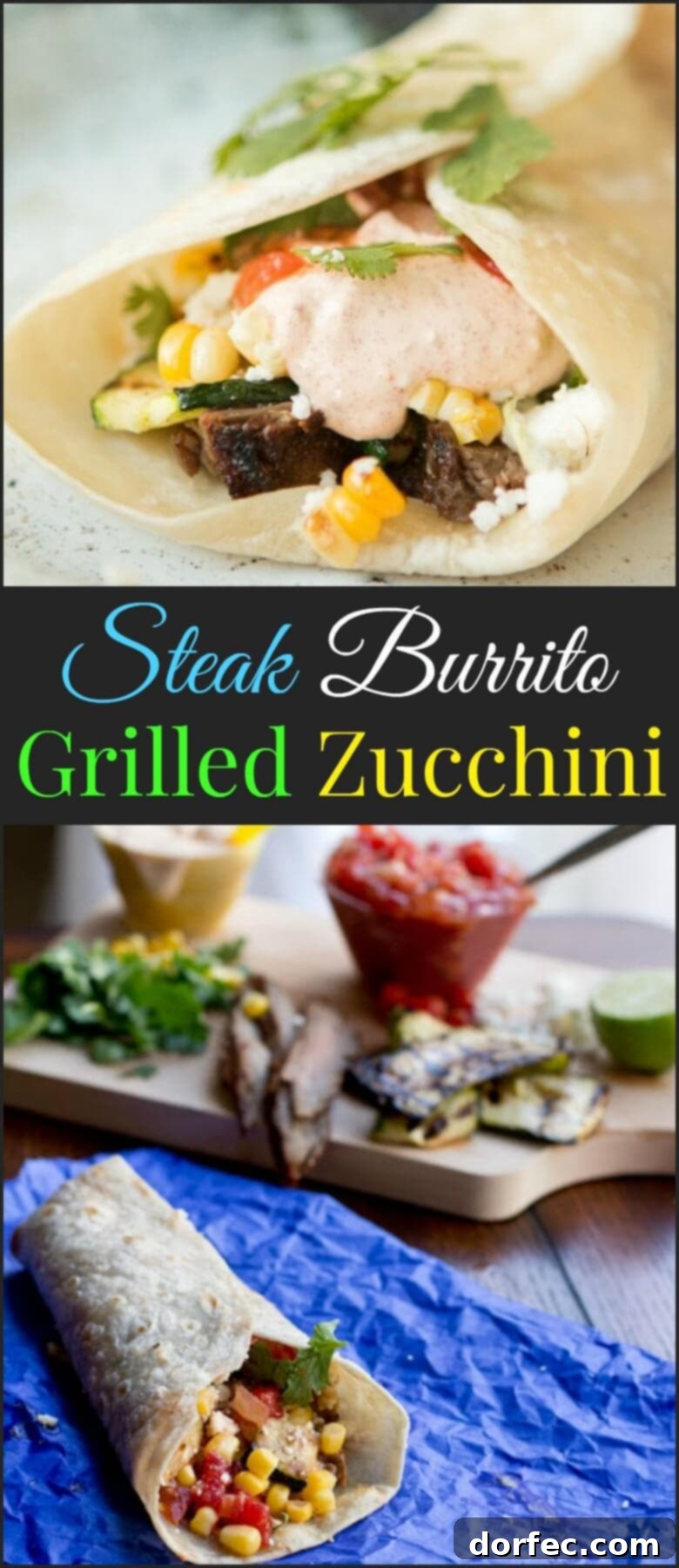Grilled Steak and Zucchini Burrito ohsweetbasil.com
