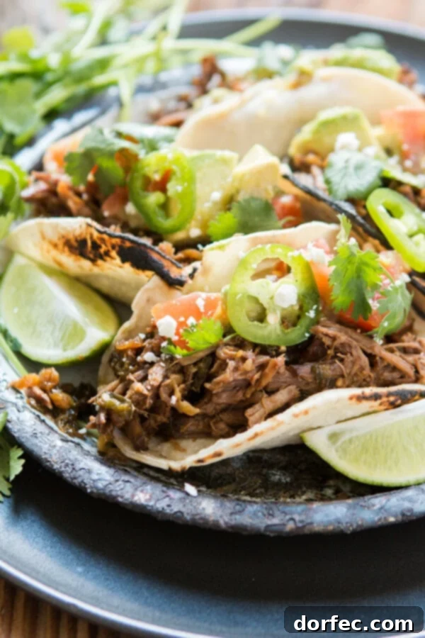 Close-up of braised beef tacos, a flavorful and tender meat dish, demonstrating the versatility of braising beyond chicken.