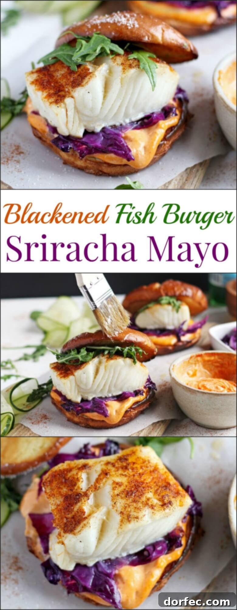 Nutritional information for the blackened fish burger with sriracha mayo recipe.