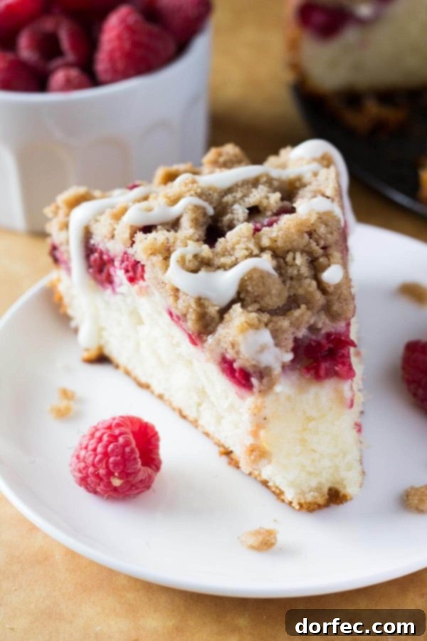 Rich, buttery, perfectly moist Raspberry Coffee Cake with Streusel Topping and Vanilla Glaze! So perfect for breakfast or brunch!