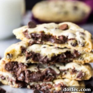These fudge filled chocolate chip cookies are simple, classic chocolate chip cookies with a decadent chocolate fudge filling on the inside! These surprise-inside cookies are sure to be a new favorite!