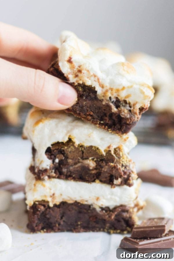 Homemade S'mores Brownies with Toasted Marshmallows Our best S'mores Brownies recipe featuring a generous layer of Hershey's chocolate, graham cracker crumbs, and a perfectly toasted marshmallow topping.
