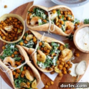 Roasted Chickpea and Garlic Caesar Salad Pitas