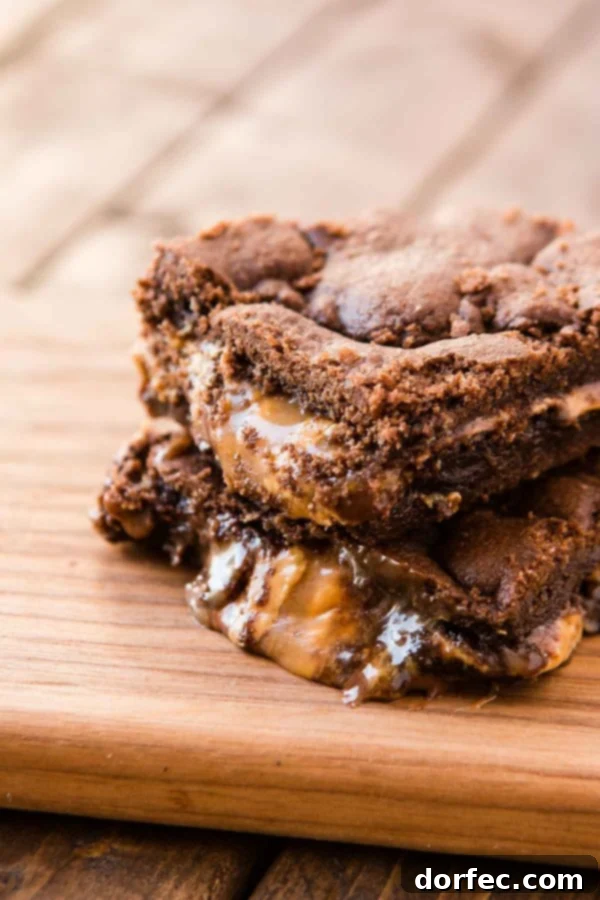 Delicious Peanut Butter Caramel Brownies So you think you love Knock You Naked Brownies, also known as Caramel Brownies? Just wait until you try these Peanut Butter Caramel Brownies!