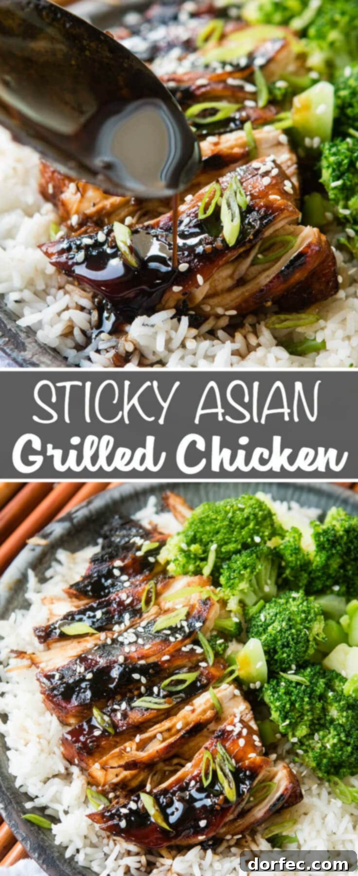 Sticky Asian Grilled Chicken Breasts - A versatile and delicious chicken dinner Final presentation of Sticky Asian Grilled Chicken Breasts, ready to serve
