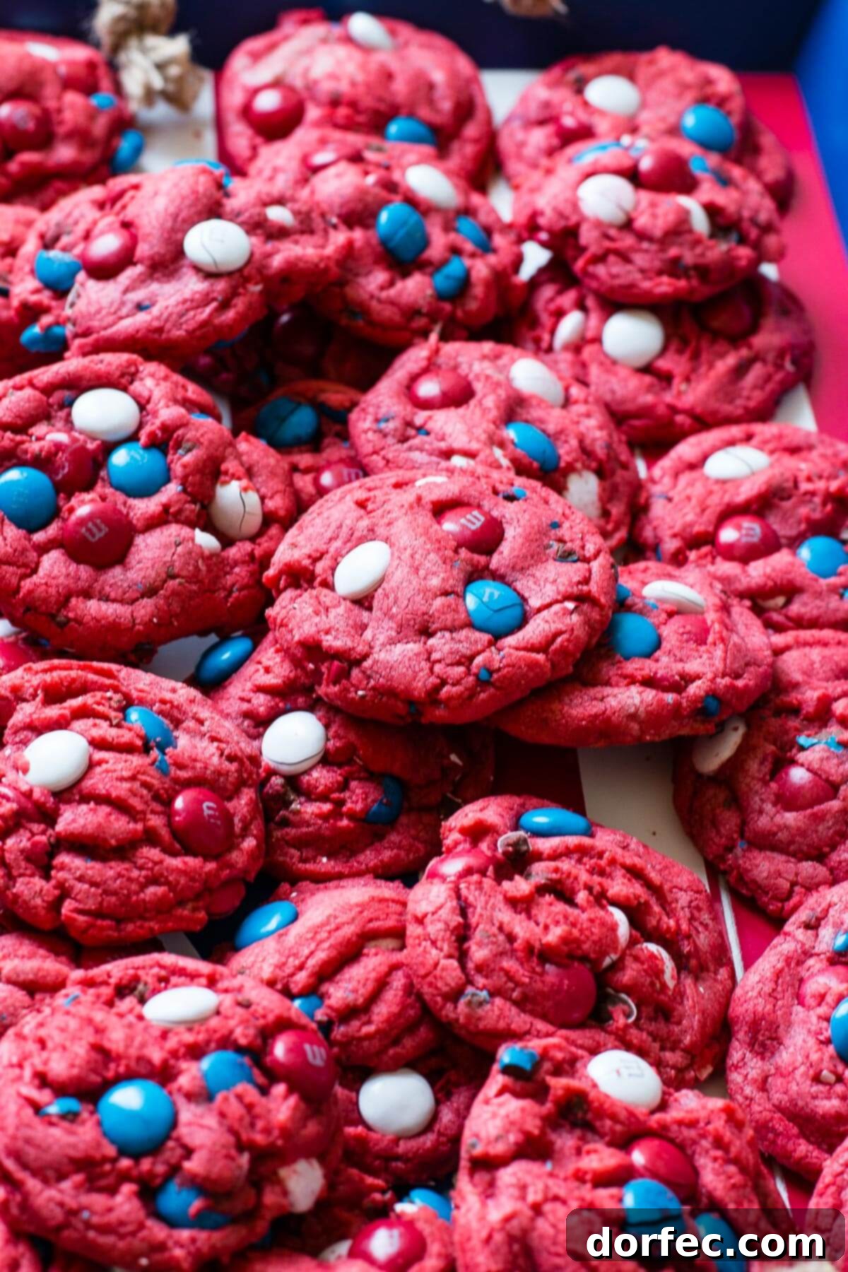 Red White and Blue Red Velvet Cookies Recipe | Oh Sweet Basil