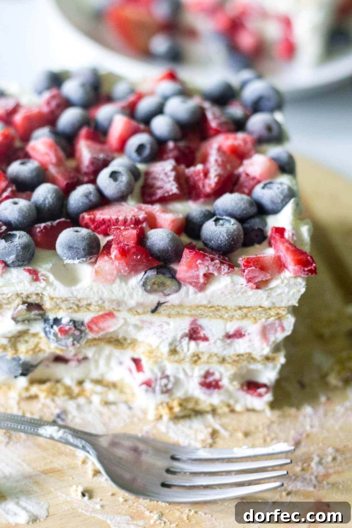 Red White and Blue Icebox Dessert | Oh Sweet Basil