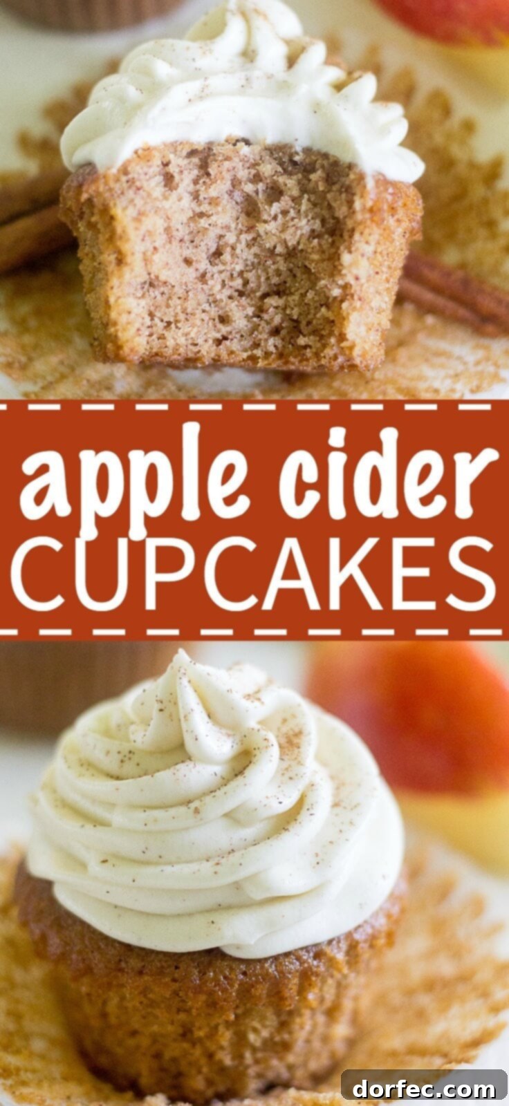 Apple cider cupcakes are a light and fluffy dessert just right for fall! The cupcake is made with apple cider and cinnamon and topped with a smooth cream cheese frosting.
