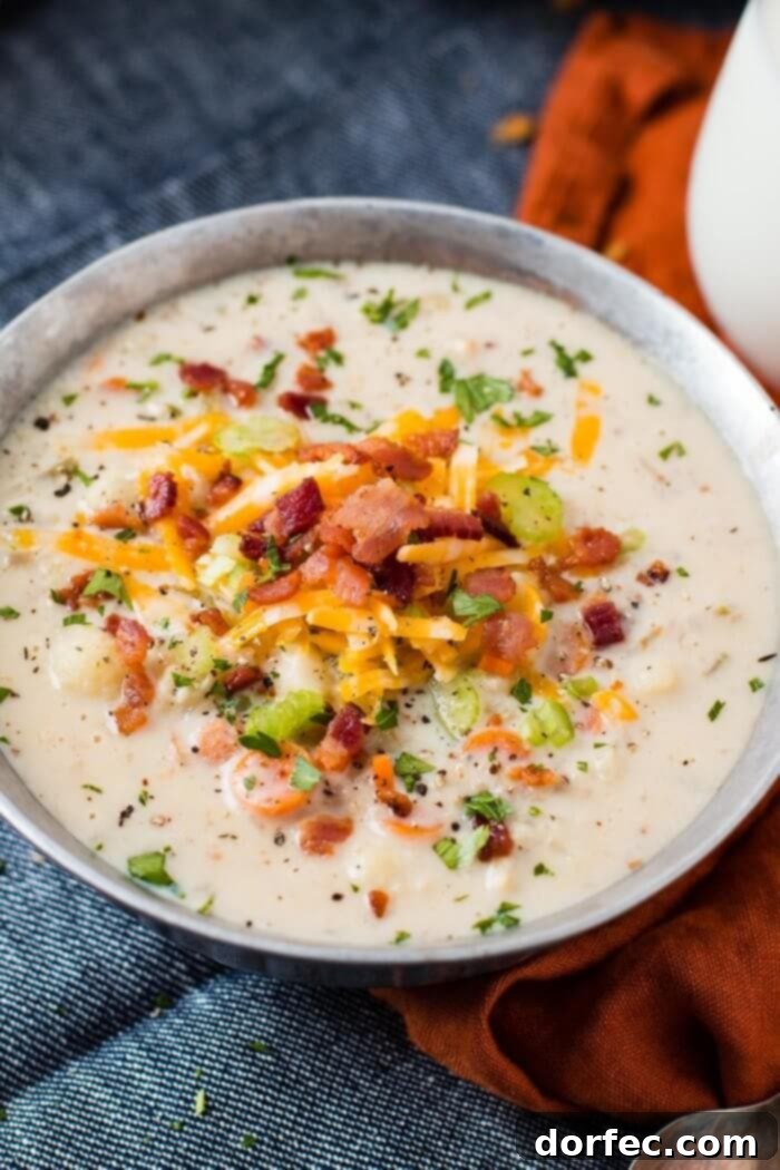 A family enjoying a comforting One Pot Cauliflower Chowder together, showcasing a delicious and nutritious meal for any evening.