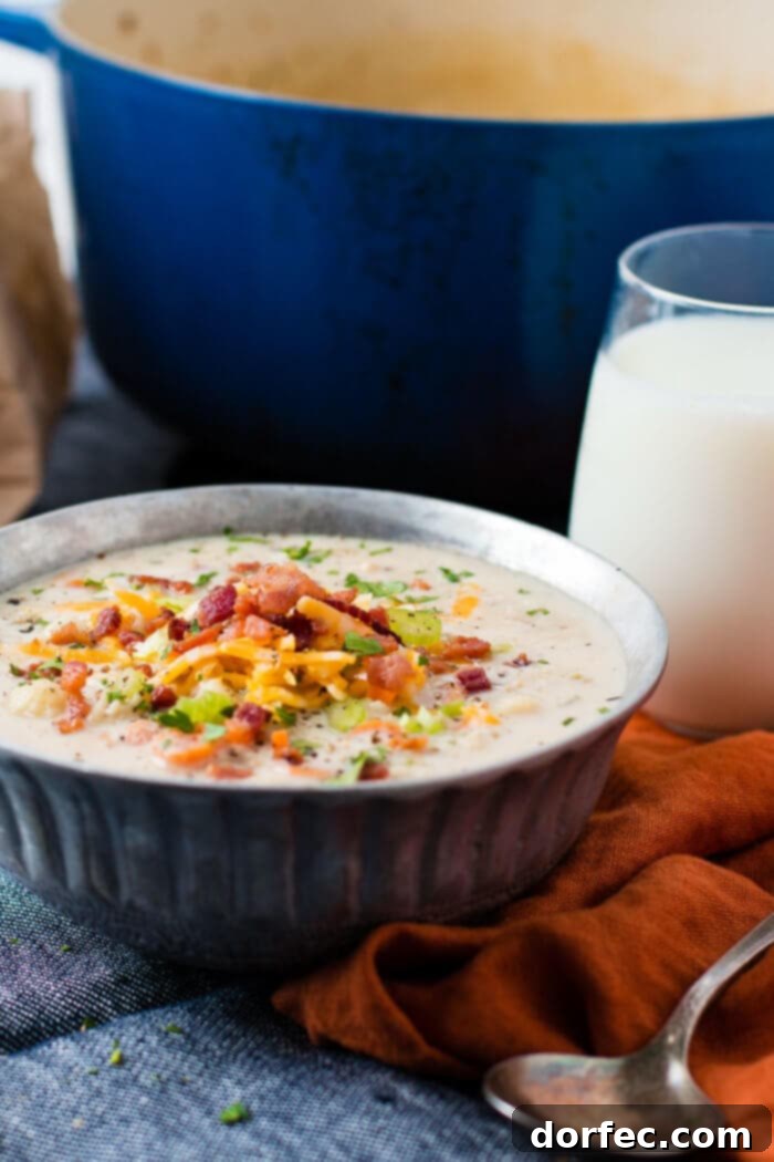 Delicious and healthy cauliflower chowder, an excellent alternative to potato soup, sure to please even the pickiest eaters with its rich, creamy taste.