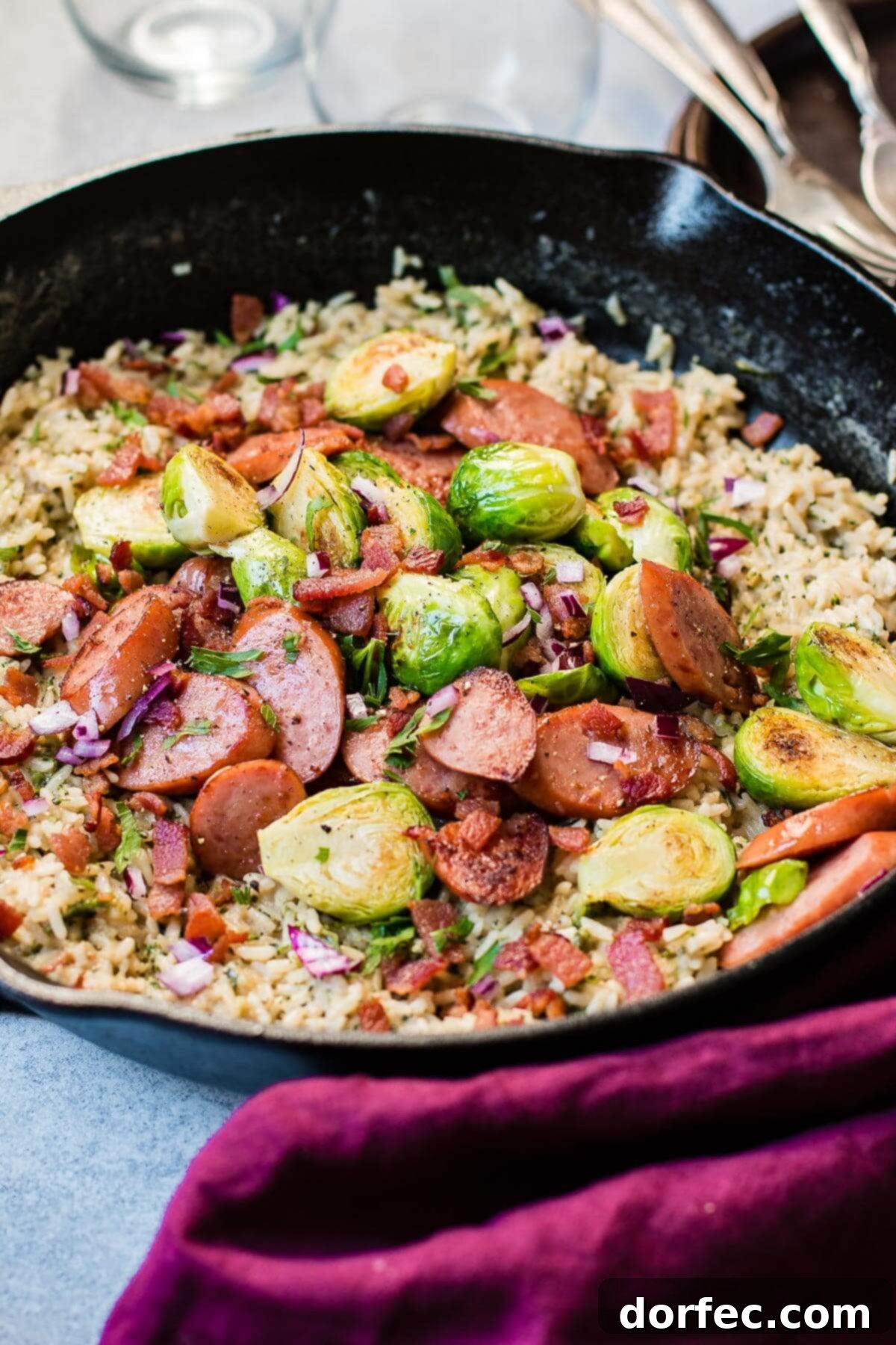 This creamy one-skillet cheddar broccoli rice and kielbasa dish is quick to prepare and packed with flavor, thanks to Knorr Selects.