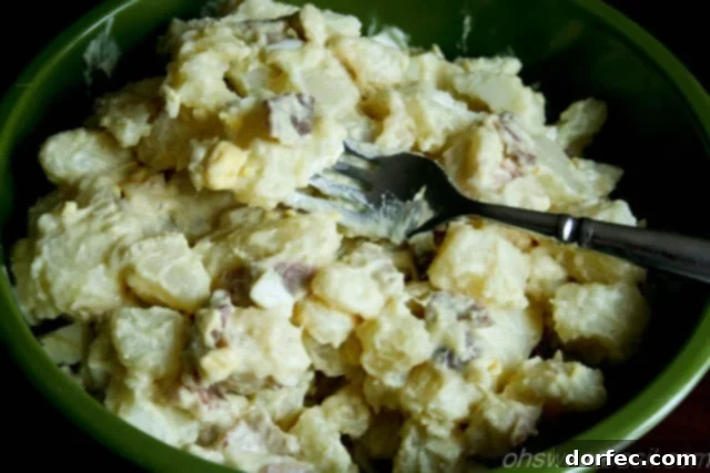 Classic Homestyle Bacon Potato Salad with a creamy dressing
