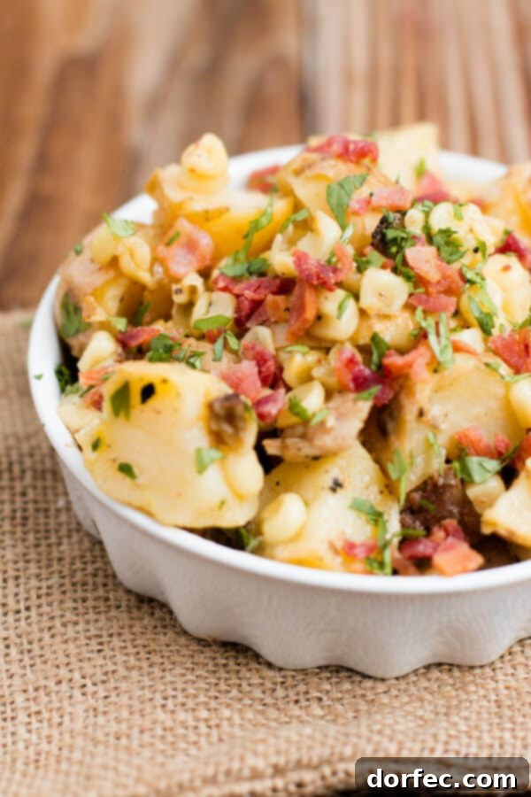 Ingredients for Bacon Potato Salad laid out on a wooden surface