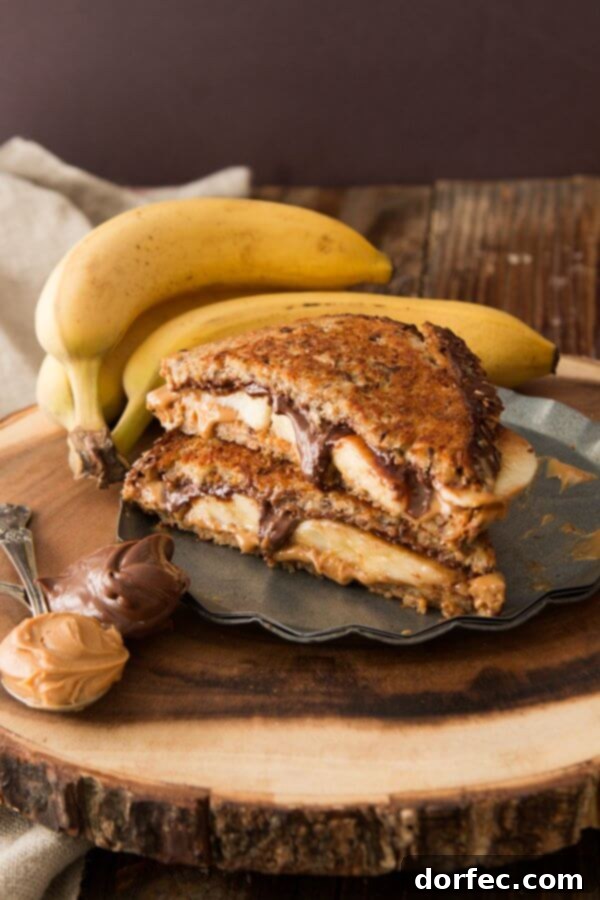 grilled nutella peanut butter and banana sandwich ohsweetbasil.com