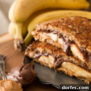 Grilled Nutella Peanut Butter and Banana Sandwich ohsweetbasil.com