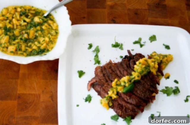 Marinated flank steak ready for grilling