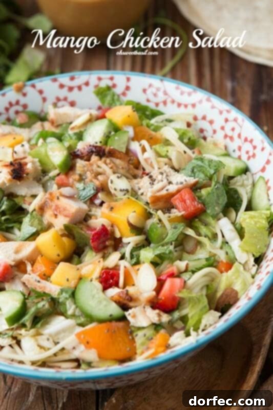 The only salad recipe you'll ever need and it's even better as a wrap, mango chicken salad ohsweetbasil.com