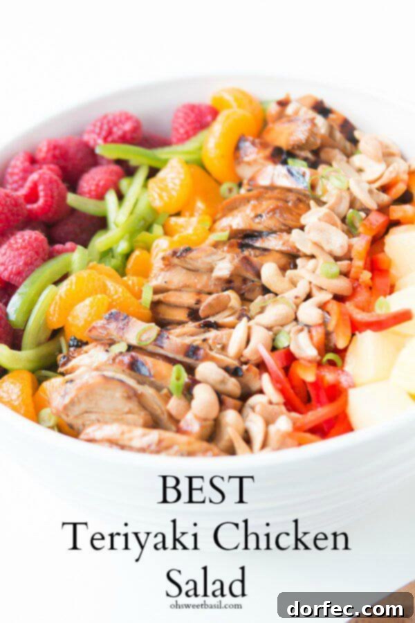 OBSESSED with this teriyaki chicken salad. Greens, layers of goodness and a delicious poppy seed dressing! ohsweetbasil.com