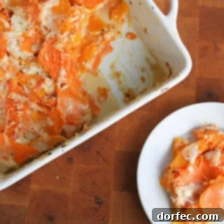Golden Sweet Potato and Butternut Bake 4 A close-up of a serving of Sweet Potato and Butternut Squash Gratin