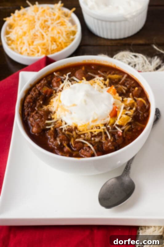 Delicious Dr Pepper and Chocolate Chili, a unique and flavorful twist on classic chili that your family will love!