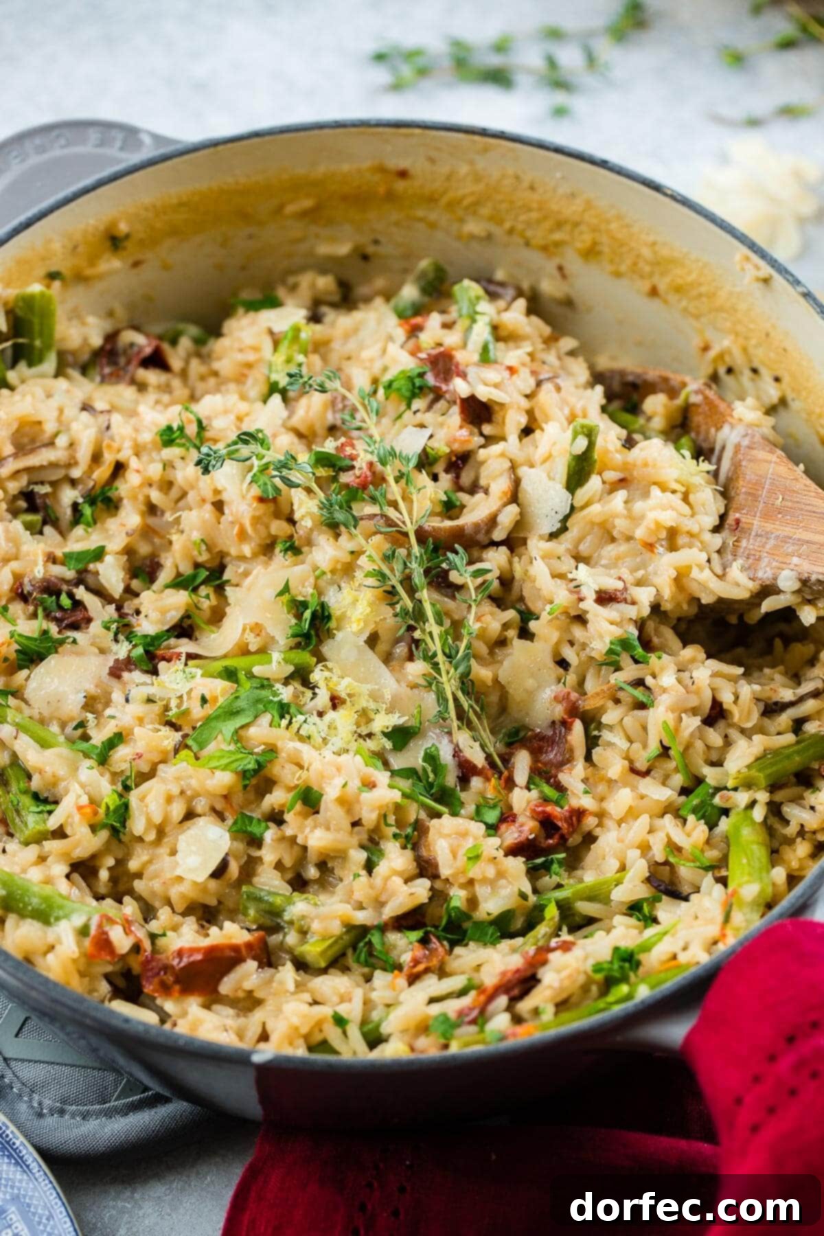 Velvety One Pot Asiago Winter Rice 3 The holidays are busy enough without adding in all of the cooking and family dinners. Make ahead one pot creamy winter asiago cheese rice with asparagus!