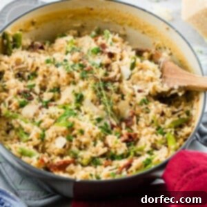 Velvety One Pot Asiago Winter Rice 7 The holidays are busy enough without adding in all of the cooking and family dinners. Make ahead one pot creamy winter asiago cheese rice with asparagus!