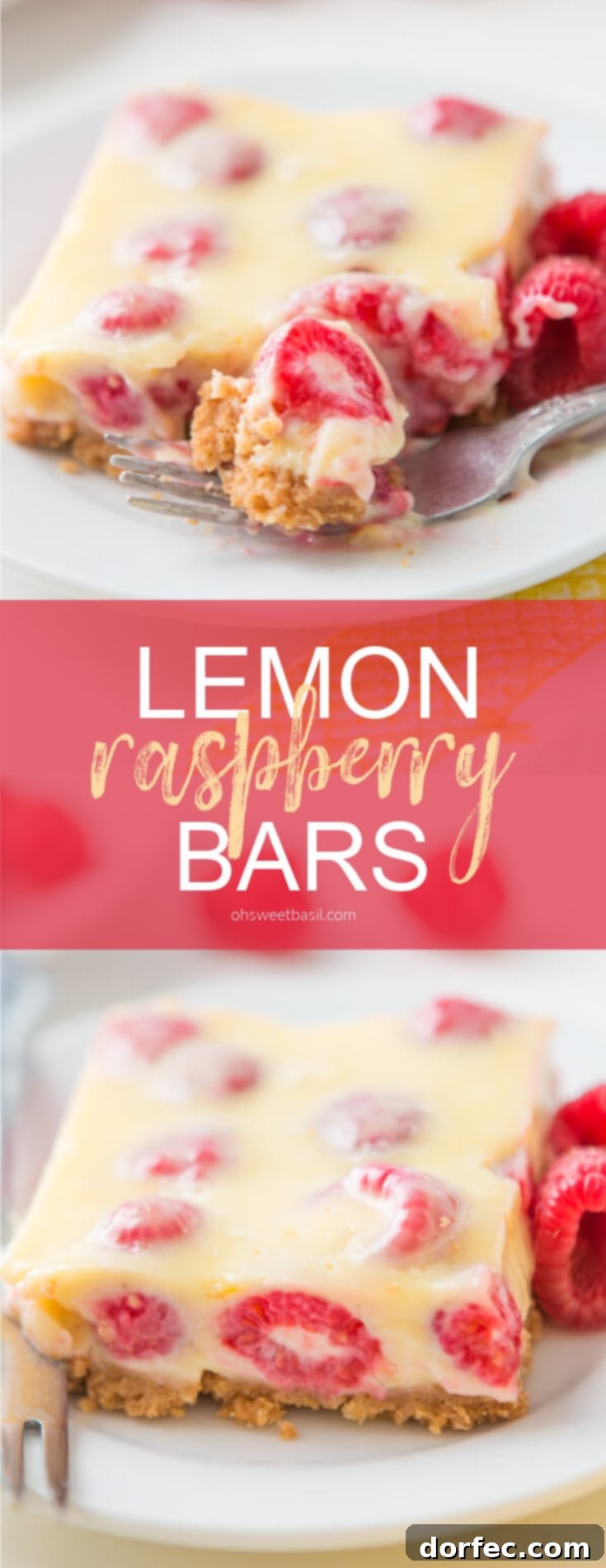 Lemon Raspberry Bars with a buttery graham cracker crust