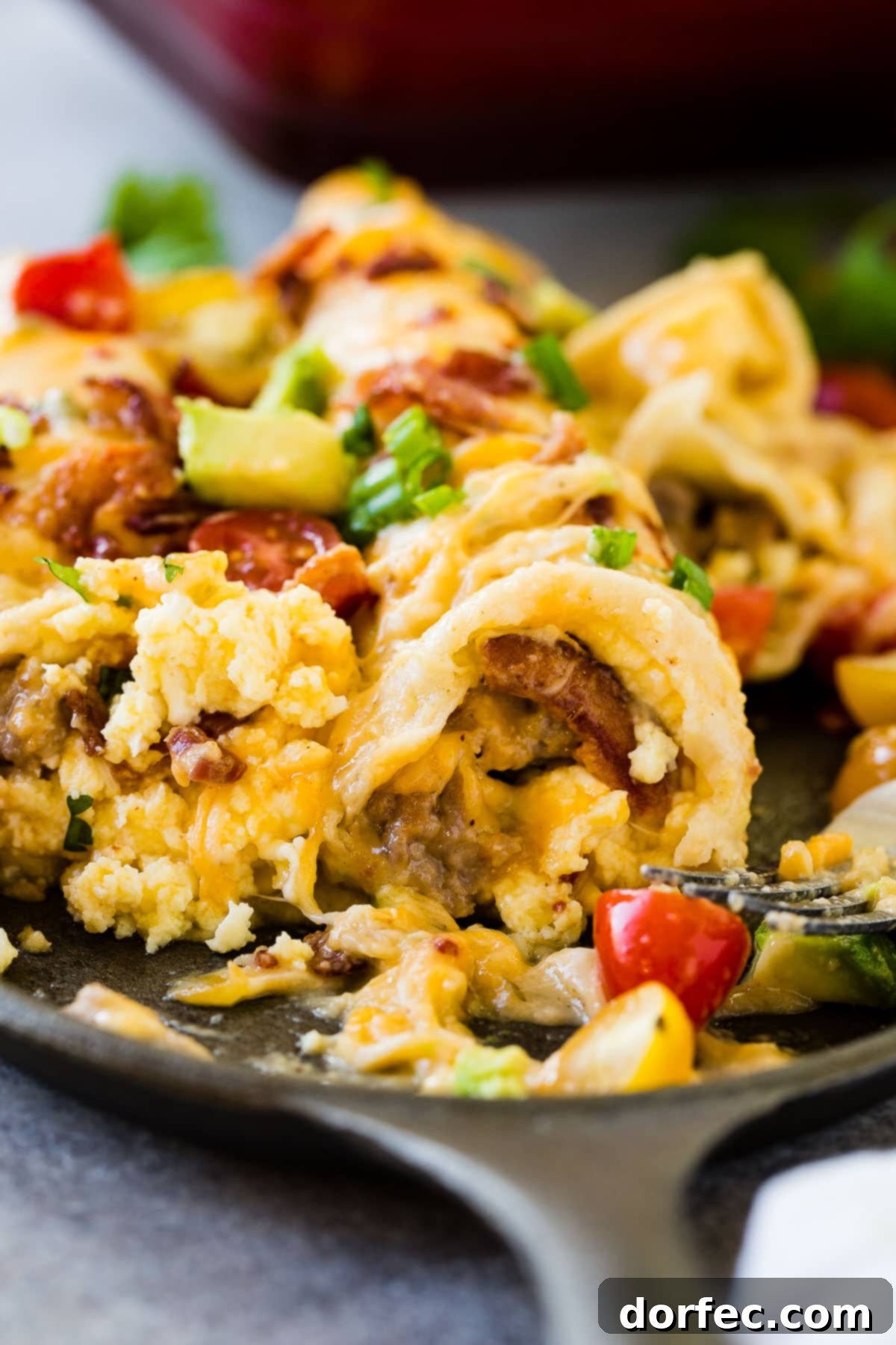 Mexican style breakfast casserole is just what you need for the holidays. Cheesy salsa verde sausage breakfast casserole ohsweetbasil.com 