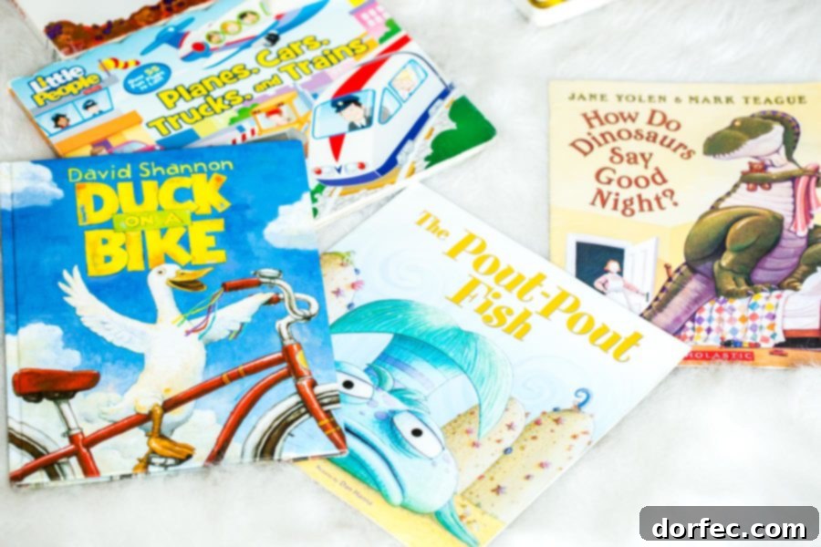 How do Dinosaurs say goodnight, the pout pout fish, duck on a bike and so many more of the best books for toddler boys ohsweetbasil.com