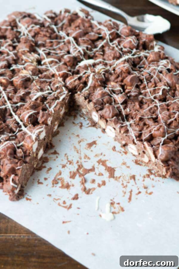 Crunchy, chocolatey, treats! Rocky Road Chocolate Pizza ohsweetbasil.com