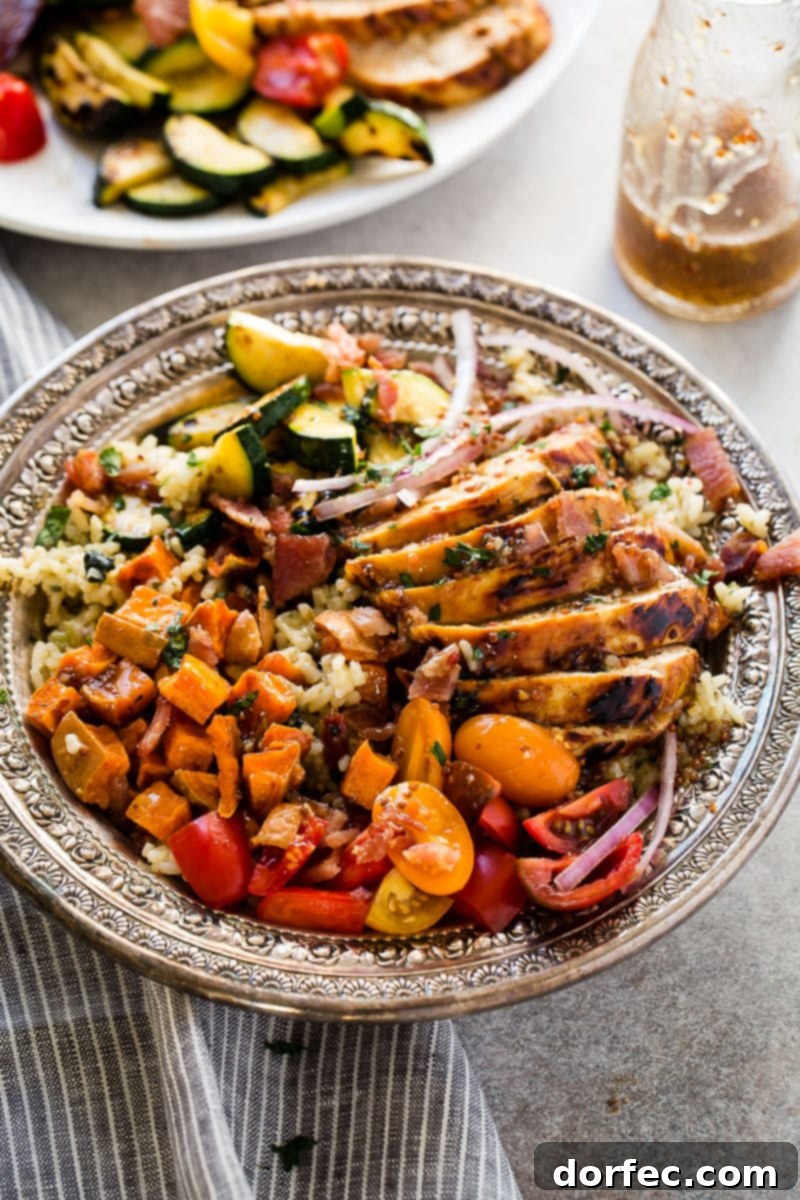 Honey Mustard Chicken Bowls with Spinach Artichoke Rice 3 Need recipes for holiday leftovers, but also need quick and easy healthy recipes? Sweet honey mustard chicken with spinach and artichoke rice bowls are it!