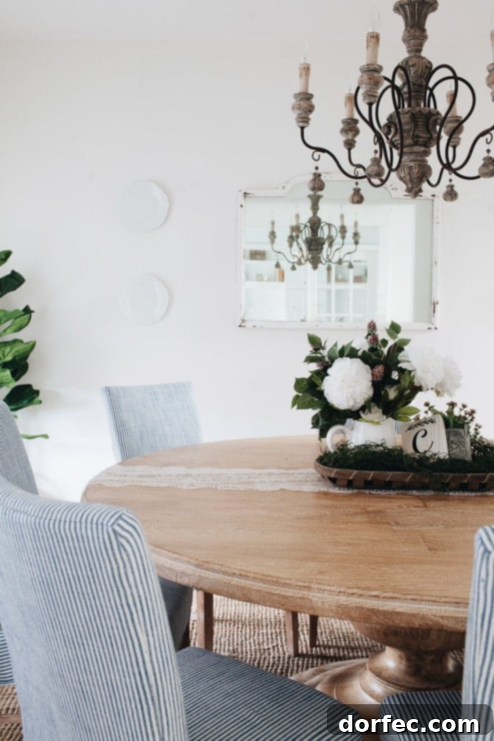 The stunning after photo of a French Country Dining Room, showcasing elegant design and a welcoming atmosphere perfect for gathering.