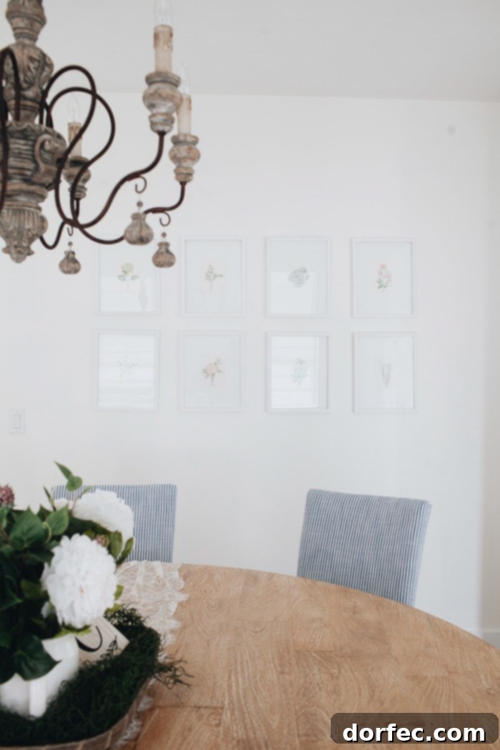 Discover the perfect white paint color for an elegant and timeless French Country dining room, creating a serene backdrop for any gathering.
