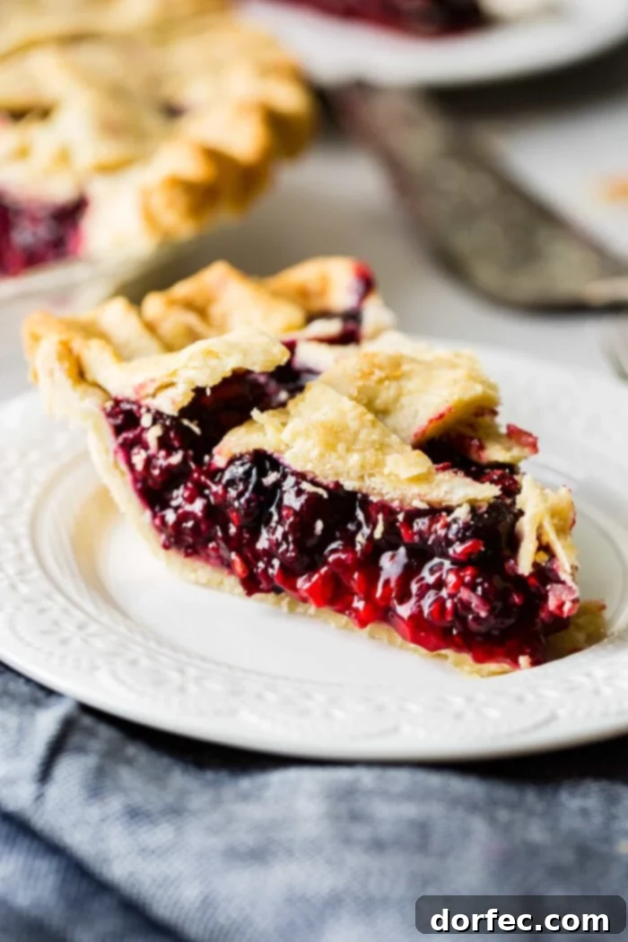 Ultimate Razzleberry Pie 2 Freshly baked Razzleberry Pie, a perfect mixed berry pie with raspberries, blueberries, and blackberries.