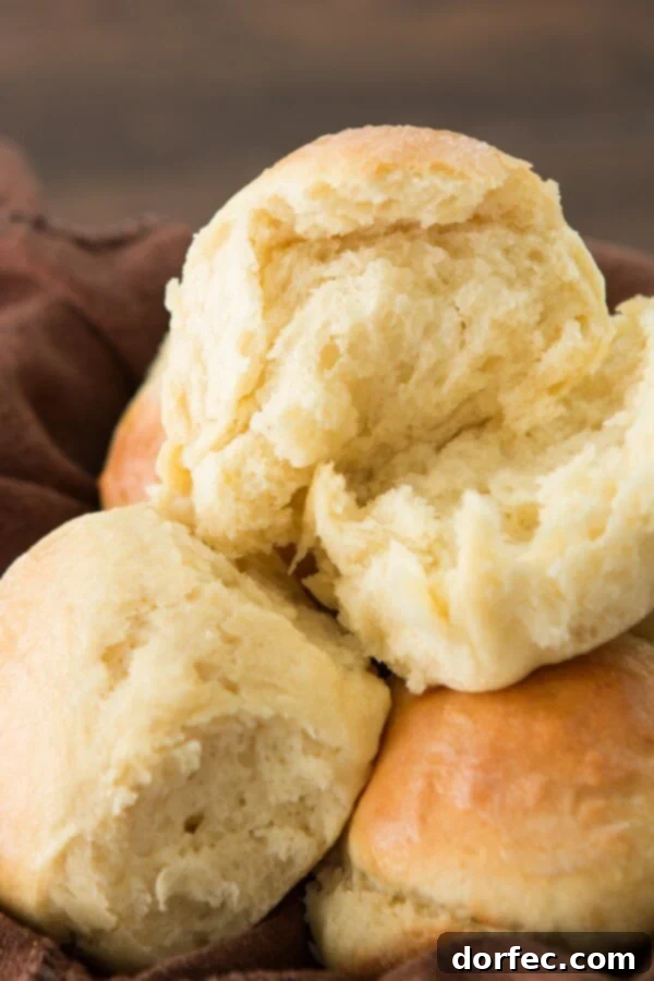 Close-up of fluffy one hour rolls, perfect for any meal