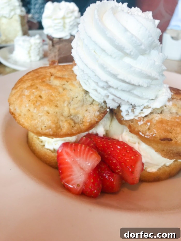 Strawberry Shortcake, a delightful and popular dessert choice at The Cheesecake Factory, known for its light and fruity flavors.